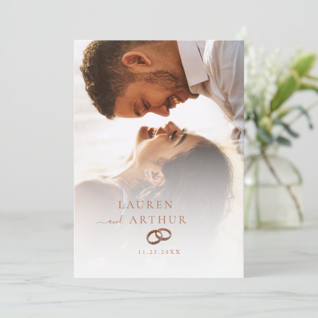 Modern Chic Ultra Minimal Typography Photo Wedding Invitation (Standing Front)