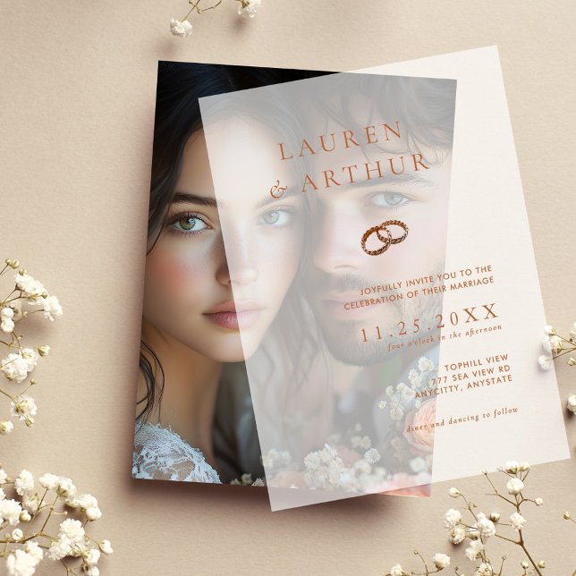 Modern Chic Ultra Minimalist Typography Wedding Vellum Invitations (Creator Uploaded)