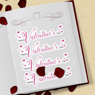 Modern Chic Valentines Day Pink Script Hearts