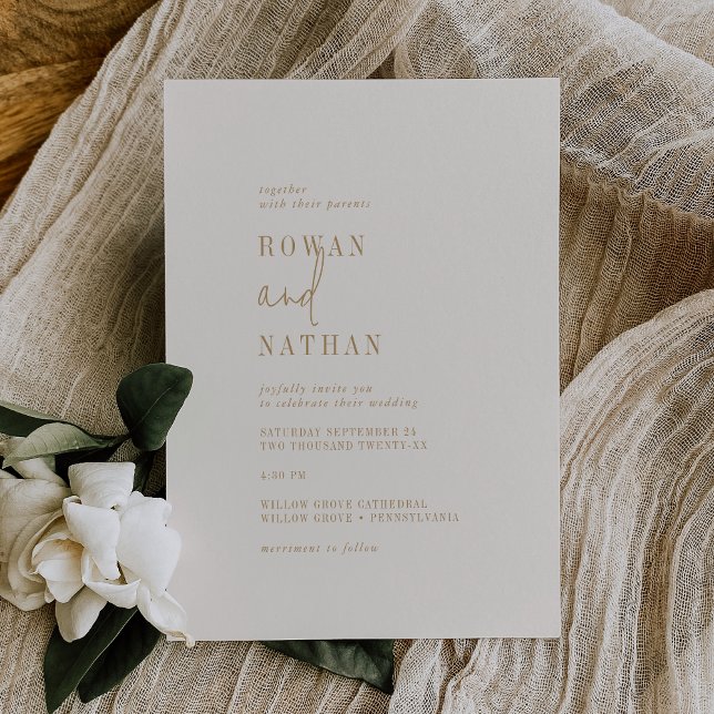Modern Chic Vintage Gold Casual Wedding Invitation (Creator Uploaded)