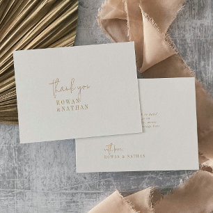 Modern Chic Vintage Gold Flat Wedding Thank You Card