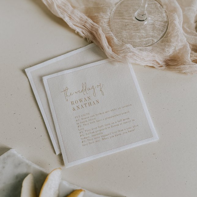 Modern Chic Vintage Gold Fun Facts Wedding Napkin (Creator Uploaded)