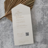 Modern Chic Vintage Gold Just Love QR Code Wedding