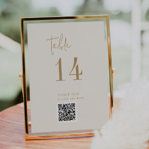 Modern Chic Vintage Gold QR Code Table Number