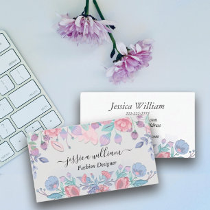 Modern Chic Watercolor Blue Hydrangeas Floral Calling Card