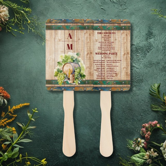 Modern Chic Watercolor Vineyard Landscape Wedding  Hand Fan (Creator Uploaded)