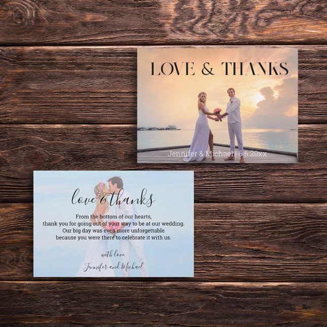 modern chic wedding 2 photos  thank you wedding card (Creator Uploaded)