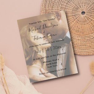 modern chic wedding day photo overlay Invitation