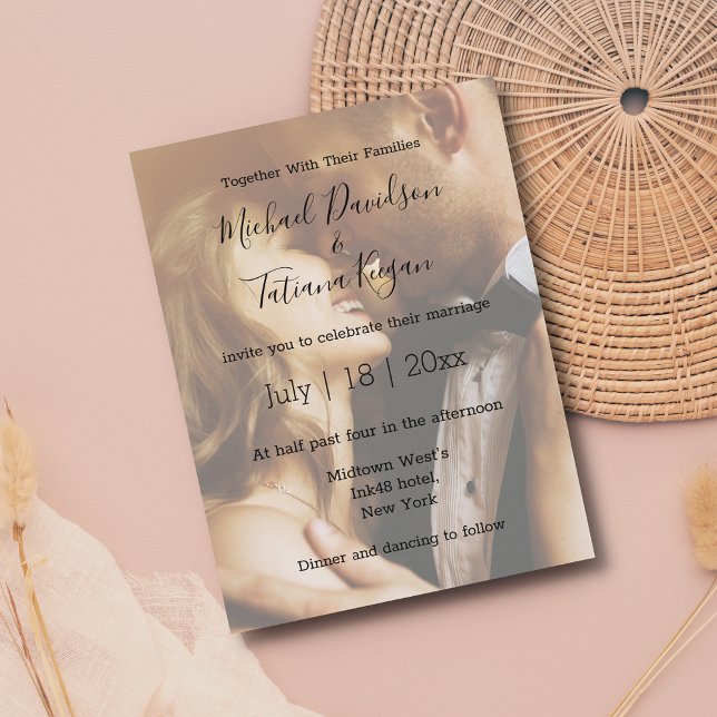modern chic wedding day photo overlay Invitation (Creator Uploaded)