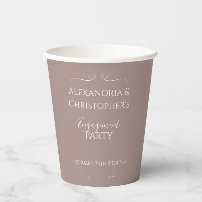 Modern Chic Wedding Engagement Party Paper Cups (Front)