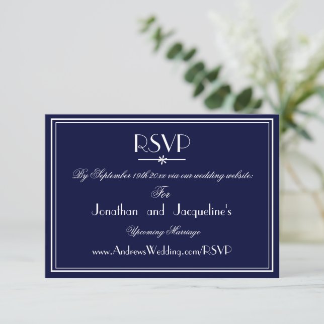 Modern Chic Wedding Website RSVP Enclosure Card (Standing Front)