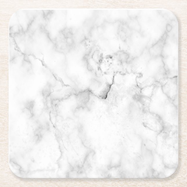 modern chic white and black marble   square paper coaster (Front)