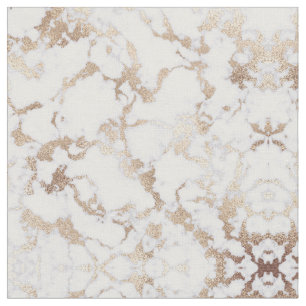 Modern Chic White Gold Foil Marble Pattern Fabric