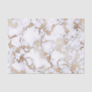 Modern Chic White Gold Foil Marble Pattern Tissue Paper