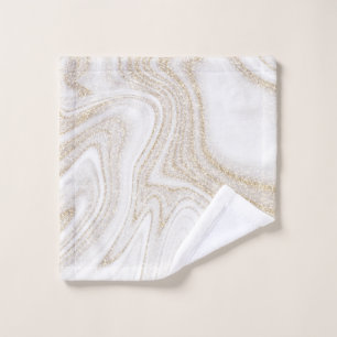 Modern chic white marble faux gold glitter wash cloth