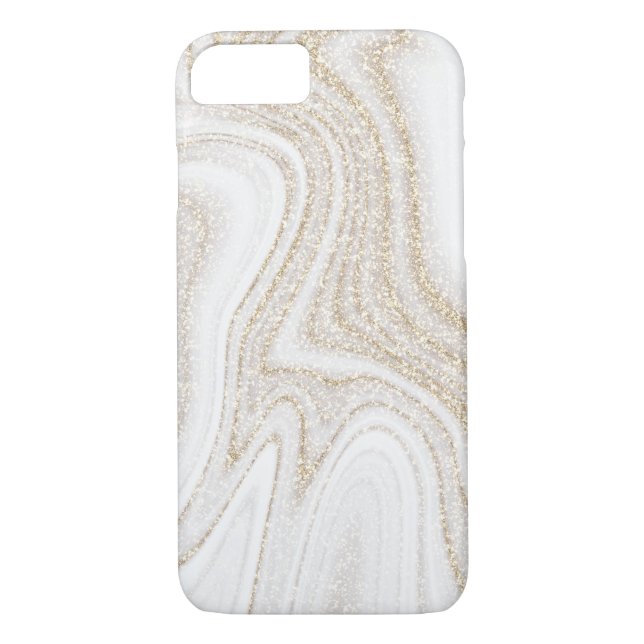 Modern chic white marble gold glitter Case-Mate iPhone case (Back)