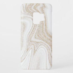 Modern chic white marble gold glitter Case-Mate samsung galaxy s9 case