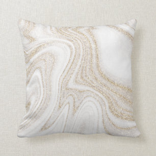 Modern chic white marble gold glitter cushion