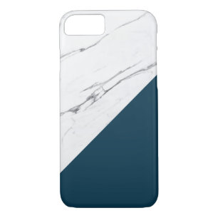 Modern chic white marble with teal accent color iPhone 8/7 case