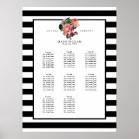 MODERN Chic Wide Stripes w Roses Wedding Seating
