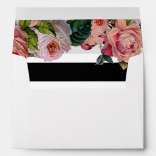 MODERN Chic Wide Stripes w Vintage Roses Floral Envelopes