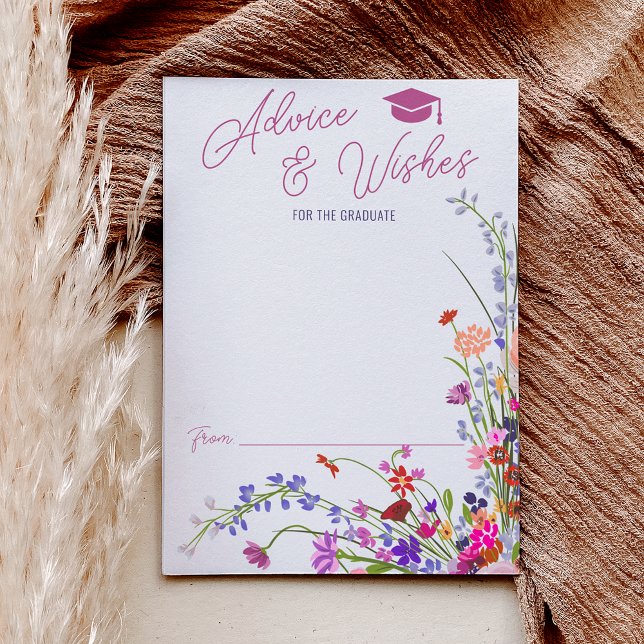 Modern chic wild flowers script advice graduation  enclosure card (Modern chic wild flowers script advice graduation enclosure card)