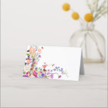 Modern chic wild flowers script bridal shower place card<br><div class="desc">Our chic boho Elegant modern spring summer flowers illustration with pretty wild flower and brush script bridal place card or food info card with a modern calligraphy typography with red,  purple,  pink ,  terracotta flowers is perfect for your bridal party.</div>