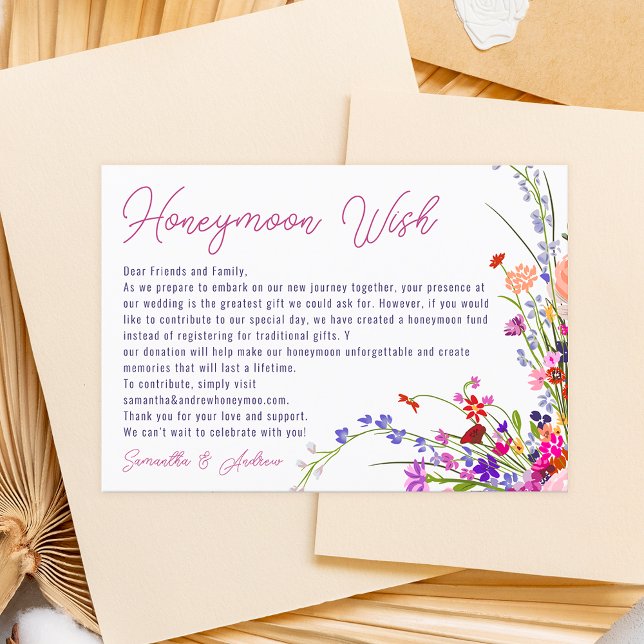 Modern chic wild flowers wishing well wedding enclosure card (Creator Uploaded)