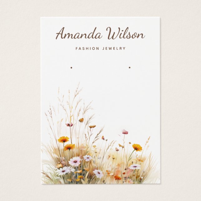 Modern chic wildflower floral earring display card (Front)