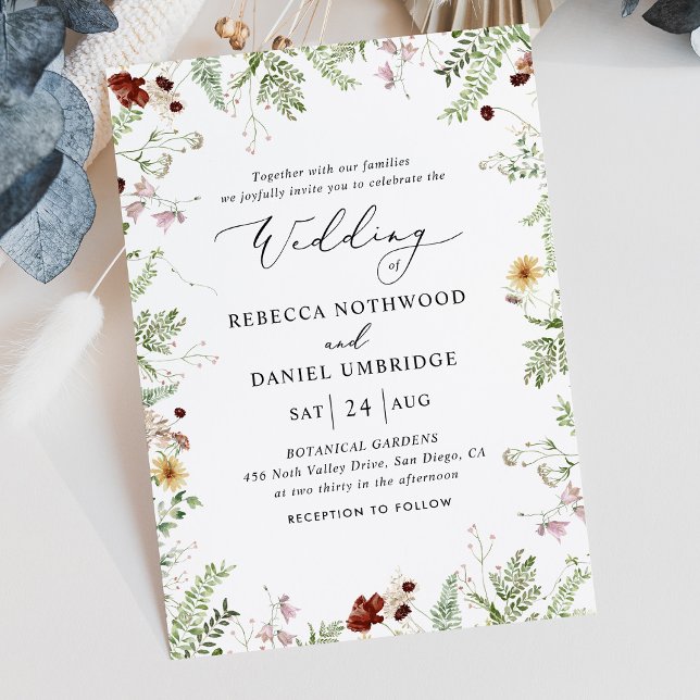 Modern Chic Wildflower Wedding Invitation (Creator Uploaded)