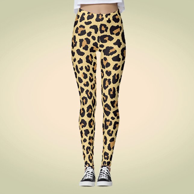 Modern Chic Wildlife Leopard Animal Print Pattern Leggings (Creator Uploaded)