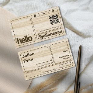 Modern Chic Wooden Grain Bold Typography Hello Business Card