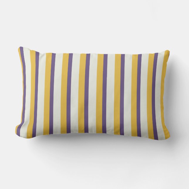 Modern chic yellow and purple stripes pillow (Front)
