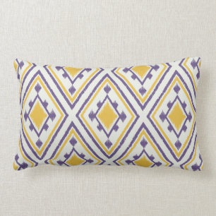 Modern chic yellow purple geometric ikat pillow