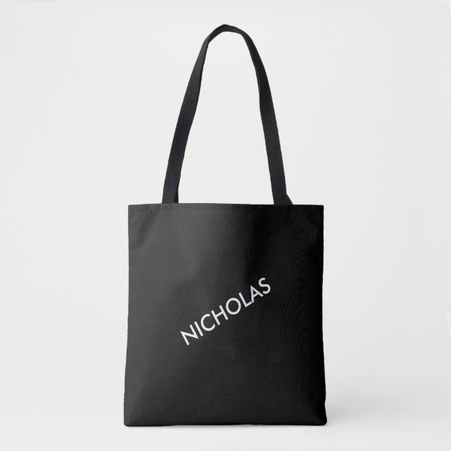 Modern Chic You Name It Personalised Black Tote Bag (Front)