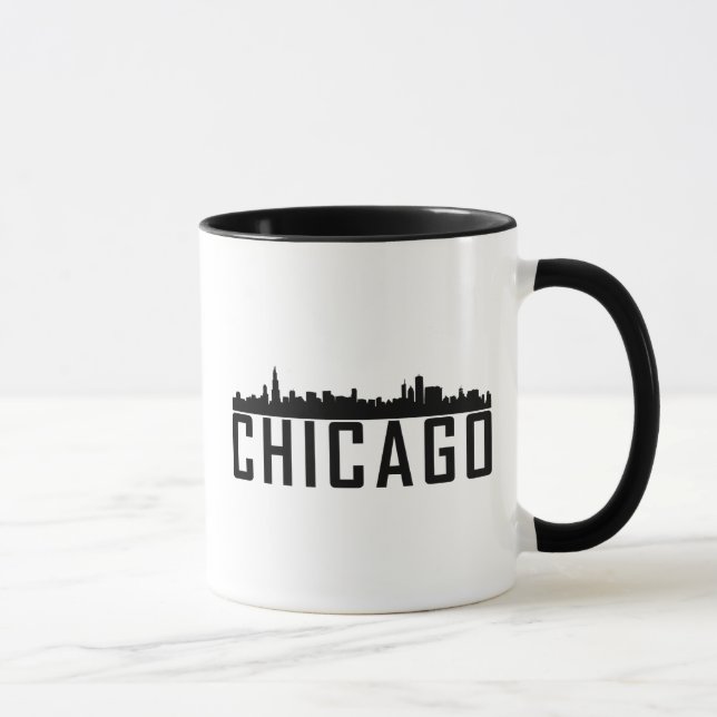 Modern Chicago City Skyline Silhouette Mug (Right)