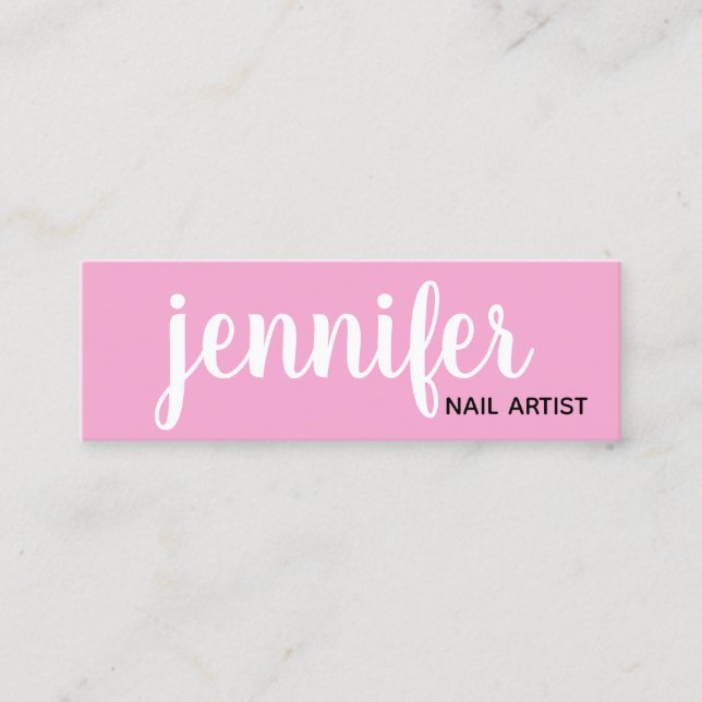 Modern chick pink nail artist mini business card (Front)