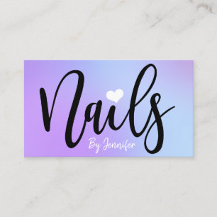 Modern chick purple blue gradient nails business card
