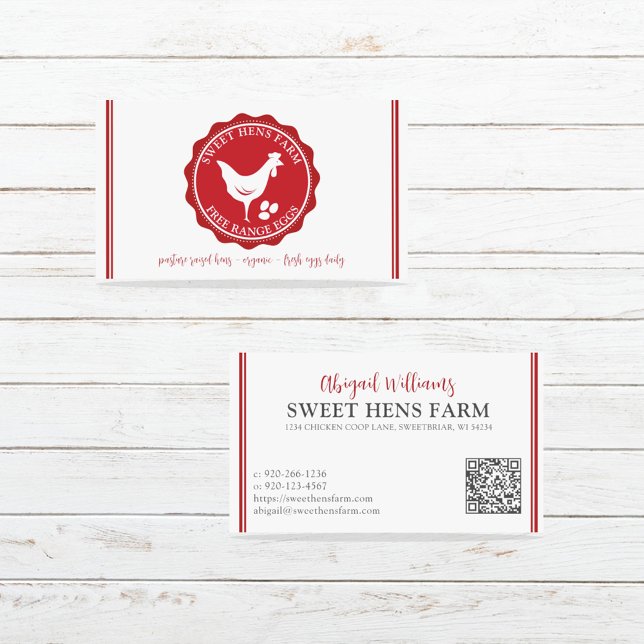 Modern Chicken Eggs Farm QR Code Business Card (Creator Uploaded)