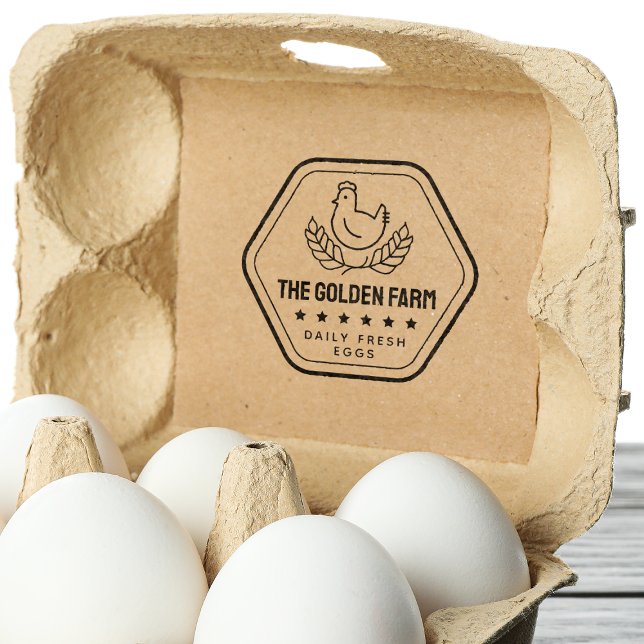 Modern Chicken Fresh Eggs Business Rubber Stamp (Creator Uploaded)