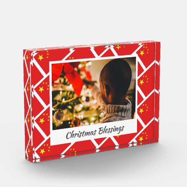 Modern CHINA FLAG Christmas Keepsake Photo Block (Left)