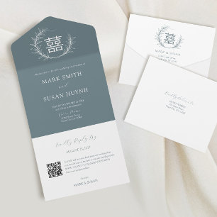 Modern Chinese All in One Wedding Invitation