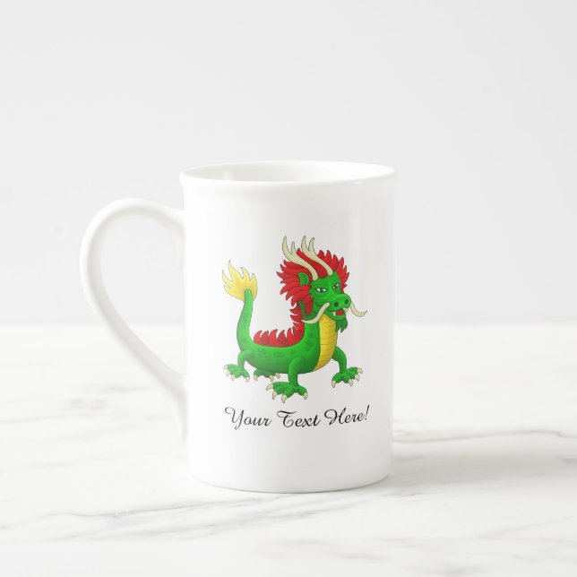 Modern Chinese Azure Dragon Bone China Mug (Left)