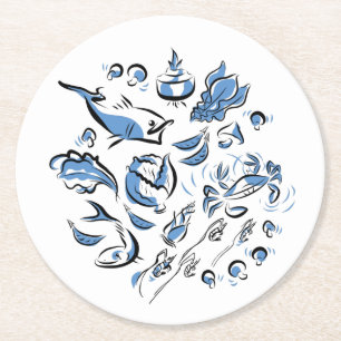 Modern Chinese Cuisine Ink Drawing Coaster