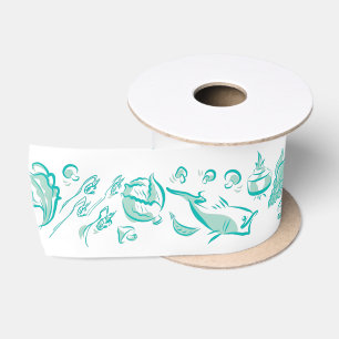Modern Chinese Cuisine Ink Drawing Ribbon Satin Ribbon