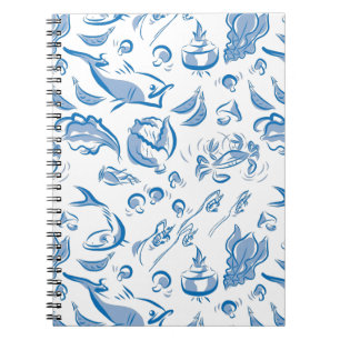 Modern Chinese Cuisine Ink Drawing Spiral Notebook