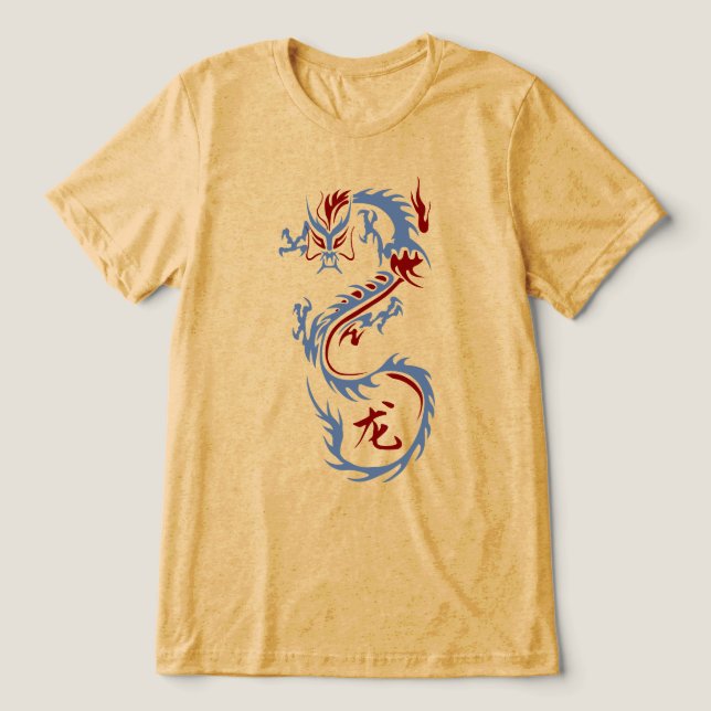 Modern Chinese Dragon Tri-Blend Shirt (Design Front)