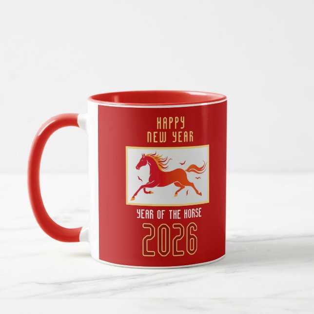Modern Chinese Fire Horse New Year 2026  Mug (Left)