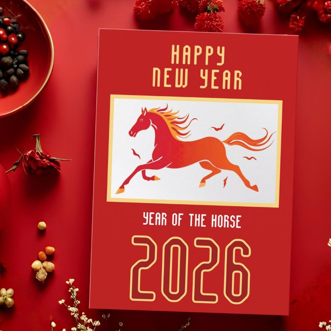 Modern Chinese Horse New Year 2026  Holiday Card (Creator Uploaded)