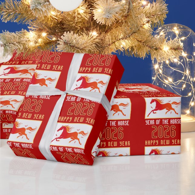Modern Chinese Horse New Year 2026  Wrapping Paper (Holidays)